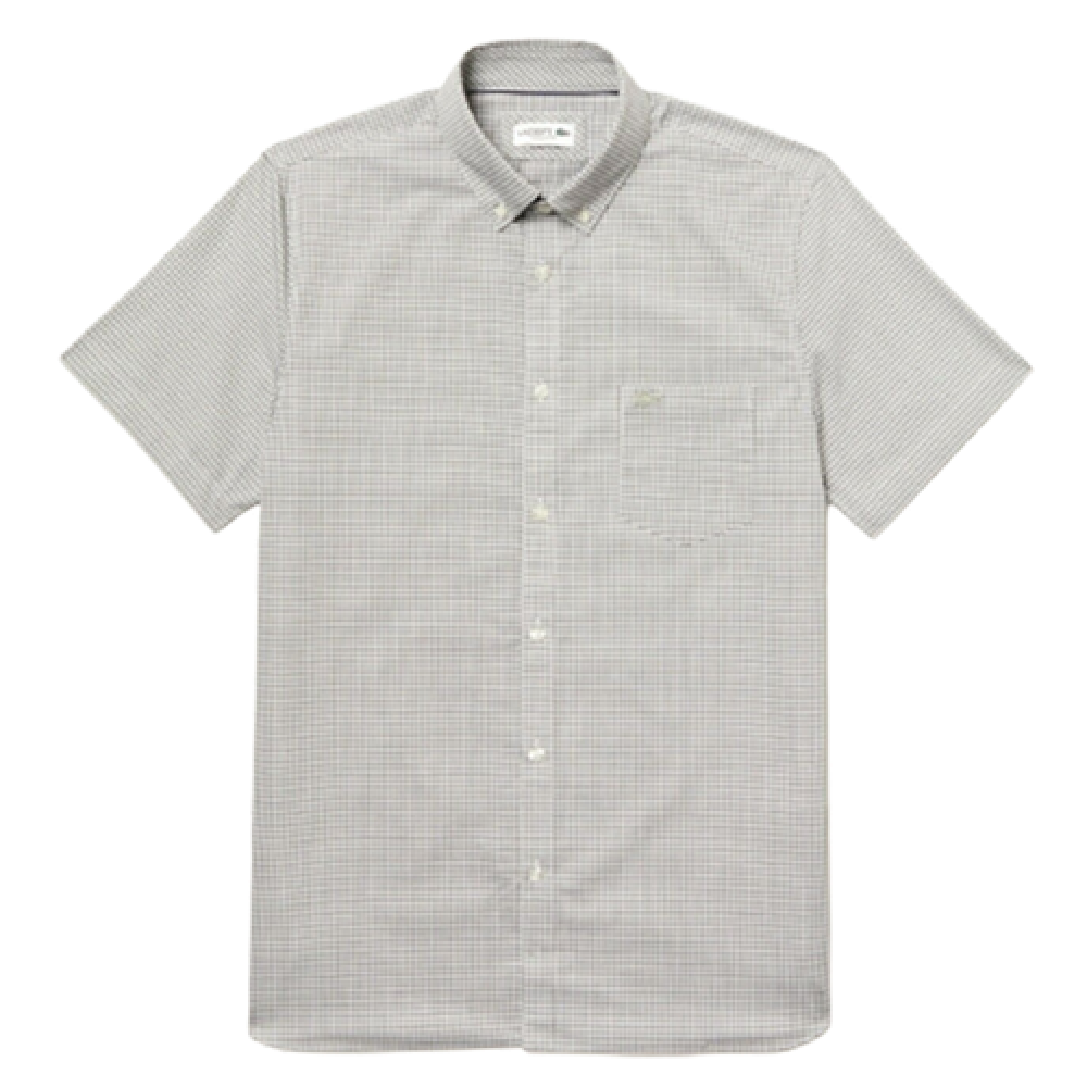 Áo Sơ Mi Lacoste Mens Regular Fit Short Sleeve Shirt Blk CH9984-00 Màu Ghi Xám Size M