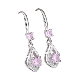 Khuyên Tai LiLi Jewelry Hình Giọt Nước Đính Đá CZ Lili_416496 Màu Hồng